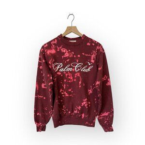 Palm Tree Crew Sweatshirt Tie Dye Unisex Size S Small Red